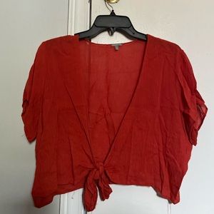 Red crop top tie front